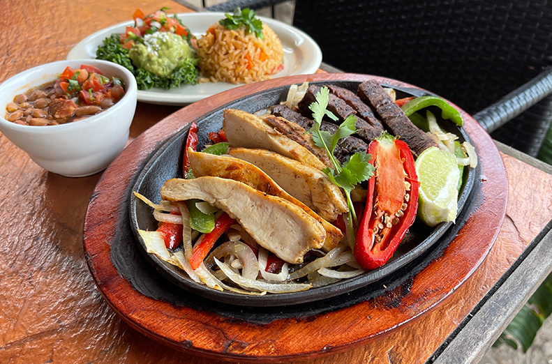 Beef and chicken fajitas