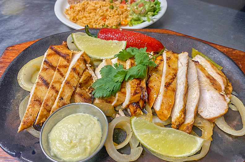 Beef and chicken fajitas