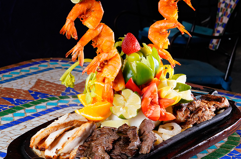 Beef and chicken fajitas