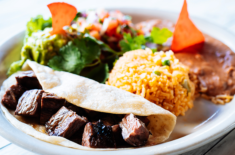 Beef and chicken fajitas